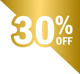 Golden corner 30 percent off discount tags, gold corner discount tag banners and discount labels	
