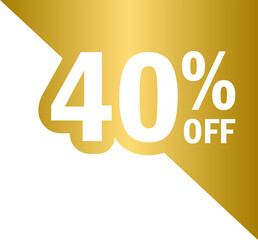 Golden corner 40 percent off discount tags, gold corner discount tag banners and discount labels	
