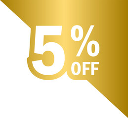 Golden corner 5 percent off discount tags, gold corner discount tag banners and discount labels	
