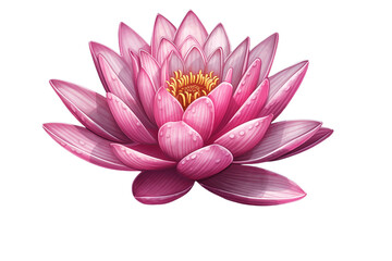Beautiful pink lotus or water lily in pond transparent background. Generative AI	
