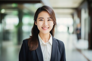Naklejka premium Successful Japanese Businesswoman Smiling A Vision of Professionalism