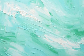 Fototapeta na wymiar Abstract mint oil paint brushstrokes texture pattern contemporary painting wallpaper background
