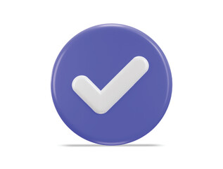 right mark icon with rounded button 3d rendering vector illustration