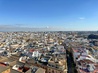 Obraz premium Aerial view of Seville cityscape and skyline, Spain