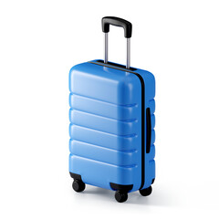 3d realistic suitcase on wheels isolated on white background. Travel, tourism, vacation concept - suitcase 3d icon. 3d rendering