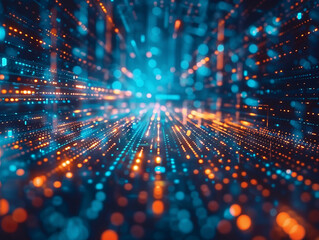 Dynamic digital landscape evolving representing the rapid pace of transformation and development in the tech world