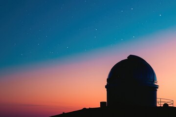 Obraz premium a quiet observatory at twilight the dome silhouetted against a gradient sky waiting to unlock the secrets of the night