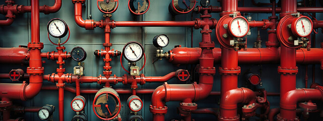 Water node. Pipes and fittings. control unit for water supply to the heating system. Pipes for butting water, gas and fuel. Plumbing system.