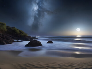 Fototapeta na wymiar moonlit beach