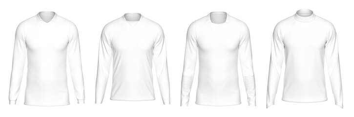 Mockup Template Jersey Football Long Sleeves Shirt Soccer Front Facing View on transparent background cutout with 2 Different Style for artwork graphic design. 3D Rendering.
