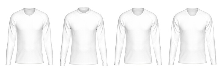 Mockup Template Jersey Football Long Sleeves Shirt Soccer Front Facing View on transparent background cutout with 2 Different Style for artwork graphic design. 3D Rendering.