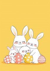 Easter card template: Bunny family