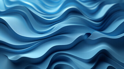 Abstract blue wavy background resembling smooth waves or ripples, with a gradient of light to dark blue tones.