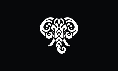 black and white elephant, elephant head, elephant head icon logo design 