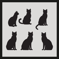 Nala cat silhouette set Clipart on a hex color background
