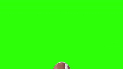 American football or rugby ball transitions on green screen. 3d animation - Powered by Adobe