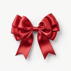 Naklejka premium Hyperdetailed Red Ribbon Bow on White Background