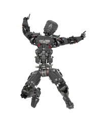 robot soldier is falling down