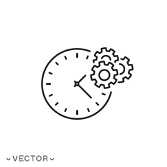 time management icon, time update, change hour or minute thin line symbol isolated on white background, editable stroke eps 10 vector illustration.