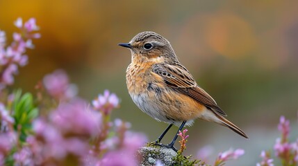 Fototapeta premium Wild whinchat in its natural habitat.
