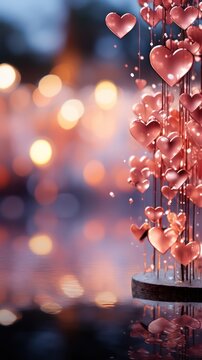 Sparkling Hearts Valentine's Day Background Romantic 3D Design