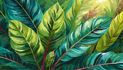 Close up of green tropical leaves background