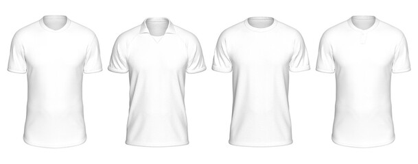 Mockup Template Jersey Football T Shirt Soccer Front Facing View on transparent background cutout with 8 Different Style for artwork graphic design. 3D Rendering.