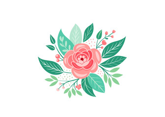 Floral design with leaves and flowers. Vector