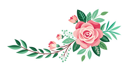 Floral design with leaves and flowers. Vector - obrazy, fototapety, plakaty