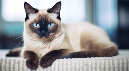 Realistic Siamese Cat in Bedroom Instagram Stock Footage Quality