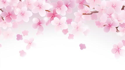 Fototapeta premium Pale Pink Fujisakura Blossoms on White Background Stunning 169 Uplight Image