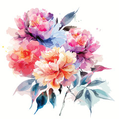 Color Watercolor Abstract Composition Peonies
