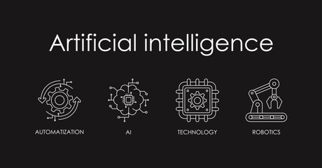 Colorful Icons Set: Artificial Intelligence, Internet of Things, Digital Network, Neurotechnology.