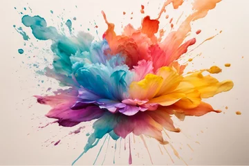 Fototapeten Rainbow coloured watercolour splatter design background  © malik