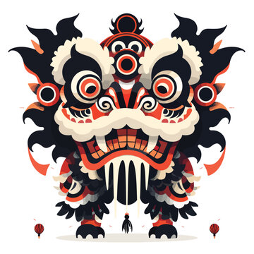 Illustration of a Chinese Lion Dance Performance