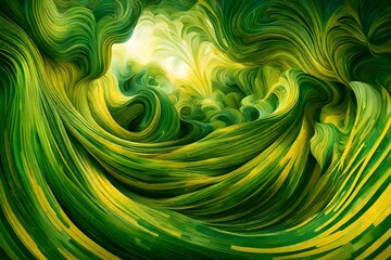 abstract fractal background with green leaves
