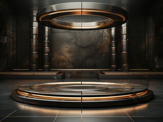 Precisionist Stage Podium in Dark Bronze 32k UHD Renderings by Ferenc Pinter