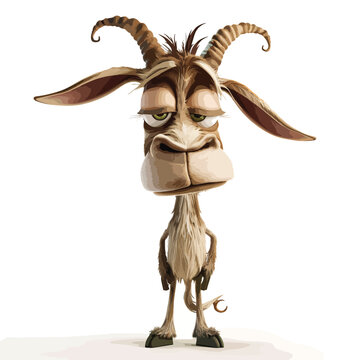 Wacky Goat Cartoon Character  Isolated on White