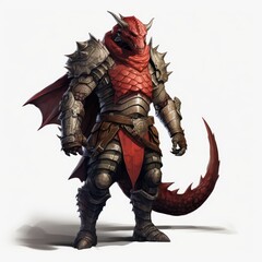 RedScaled Dragonborn in Plate Armor A Stunning Fantasy Character