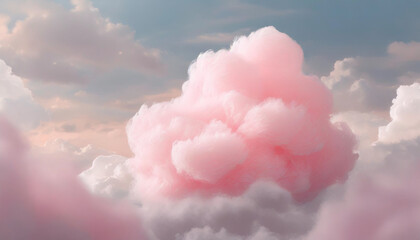 Fluffy pink cotton candy cloud background, airy and dreamy, perfect for whimsical concepts