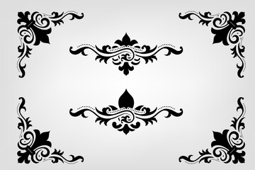 Text separator Baroque decoratice divider book typography ornament design elements vintage dividing shapes Border illustration