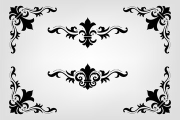 Text separator Baroque decoratice divider book typography ornament design elements vintage dividing shapes Border illustration