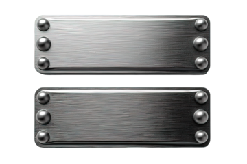blank rectangle metal plate isolated on transparent background ,silver signboard png, generative ai