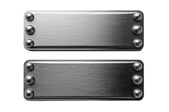 blank rectangle metal plate isolated on transparent background ,silver signboard png, generative ai