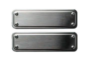 blank rectangle metal plate isolated on transparent background ,silver signboard png, generative ai