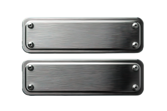 blank rectangle metal plate isolated on transparent background ,silver signboard png, generative ai