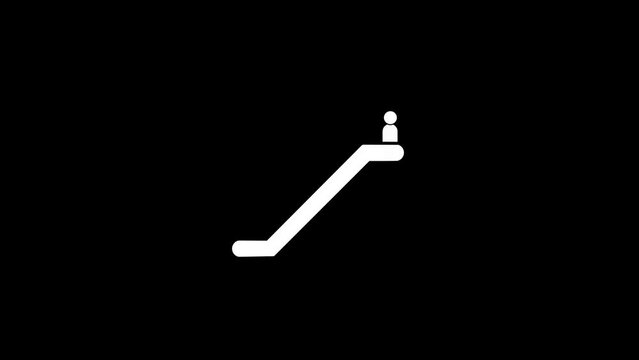 Escalator icon,  Stairs up, electric escalator moving up ramp stairs animation.