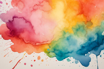 Rainbow coloured watercolour splatter design background
