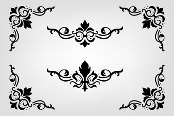 Text separator Baroque decoratice divider book typography ornament design elements vintage dividing shapes Border illustration