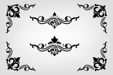Text separator Baroque decoratice divider book typography ornament design elements vintage dividing shapes Border illustration